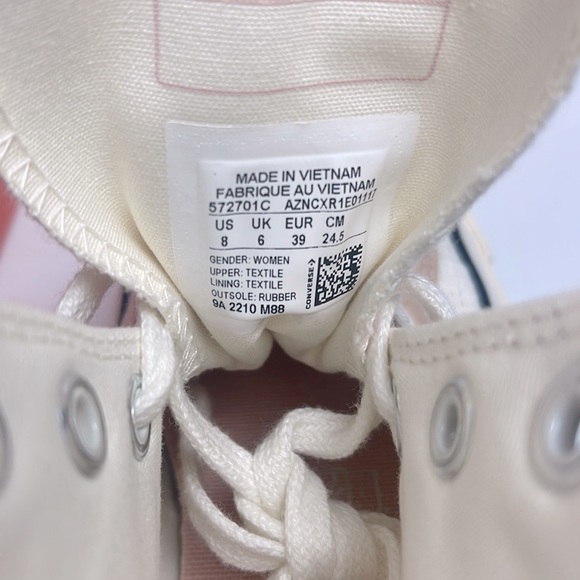 Converse High-Top Sneakers in White and Pink - Picture 10 of 11